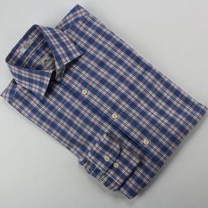 Peter Millar Men's Blue Plaid Check Cotton Long M